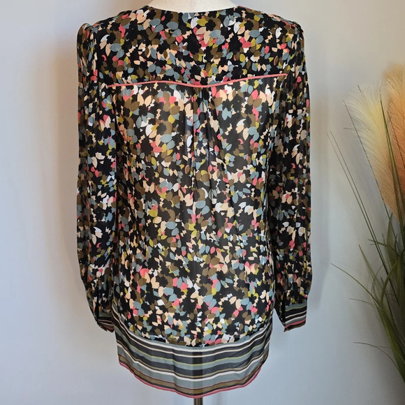 REISS, New, Ally Ditsy Floral Printed Chiffon Blouson Blouse Top, US Size 4 - Picture 8 of 13